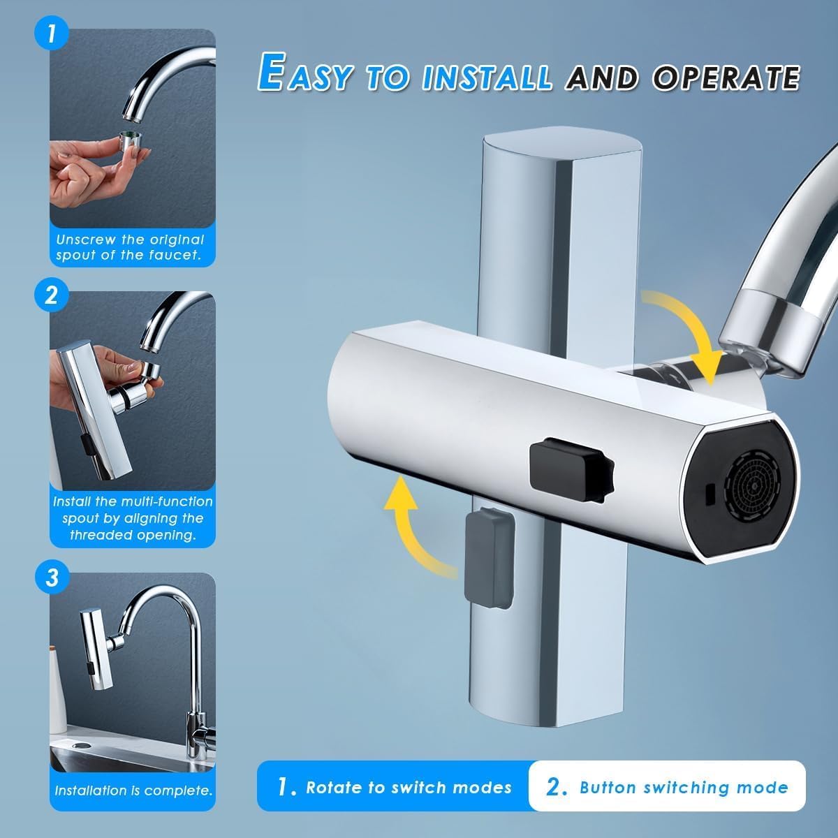 Multifunctional Kitchen Sink Waterfall Faucet Pressurized Shower Bubbler Splash-proof 4 Modes Spout Bathroom Basin Tap Extender Adapter buy online in Pakistan