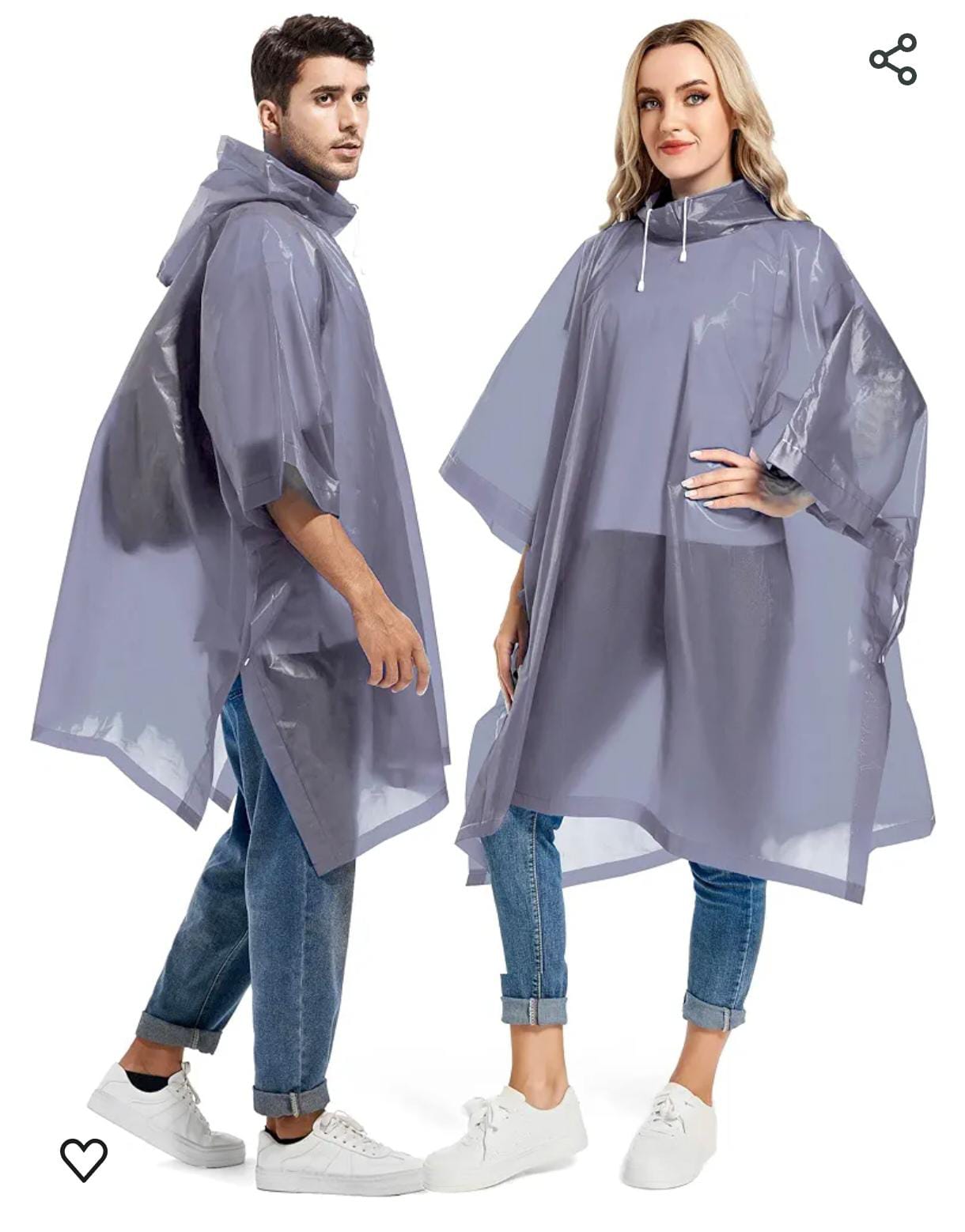 Rain Ponchos for Adults Reusable - Raincoats Survival Emergency Heavy Duty Rain Coat with Drawstring Hood (Random colors...