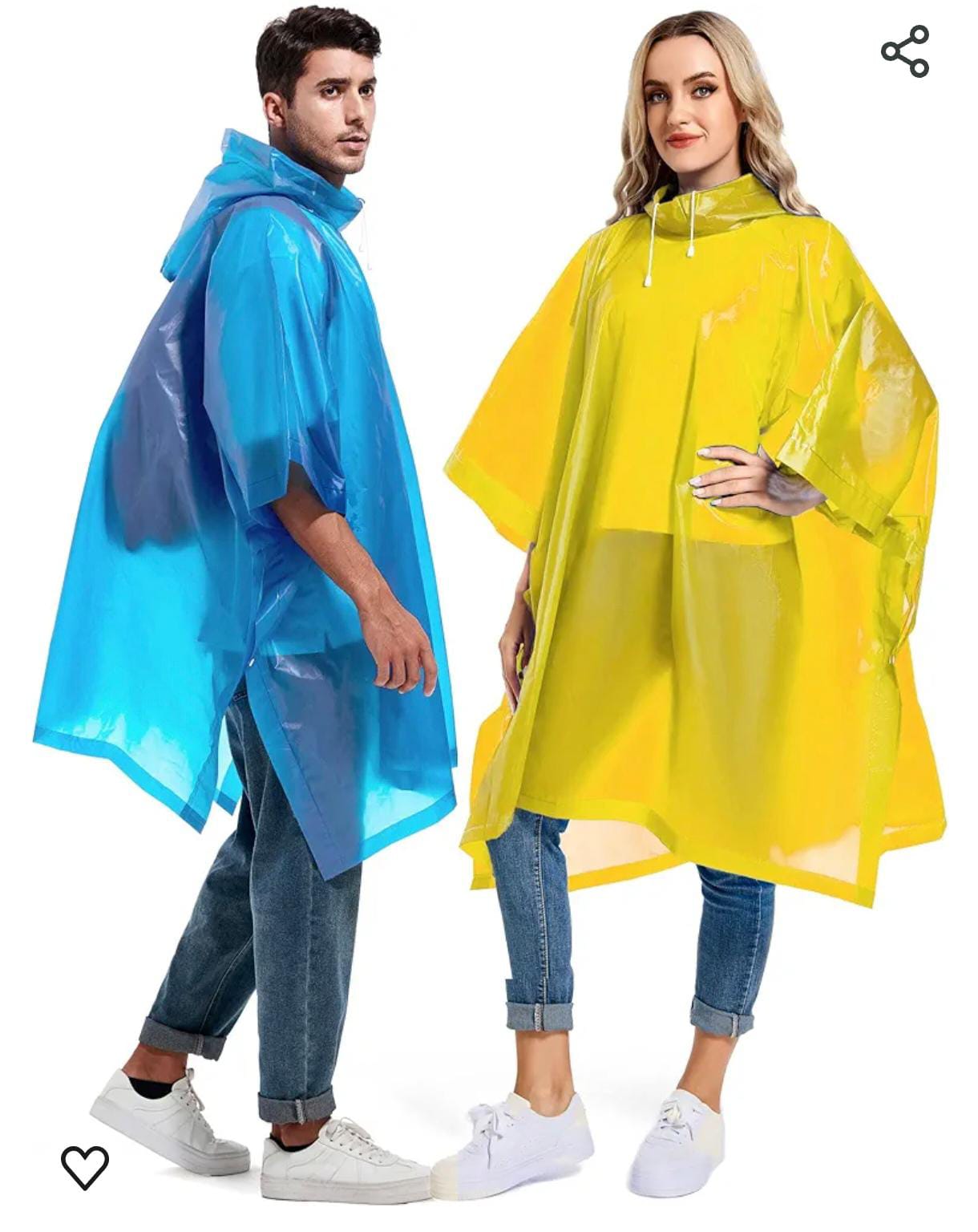 Rain Ponchos for Adults Reusable - Raincoats Survival Emergency Heavy Duty Rain Coat with Drawstring Hood (Random colors...