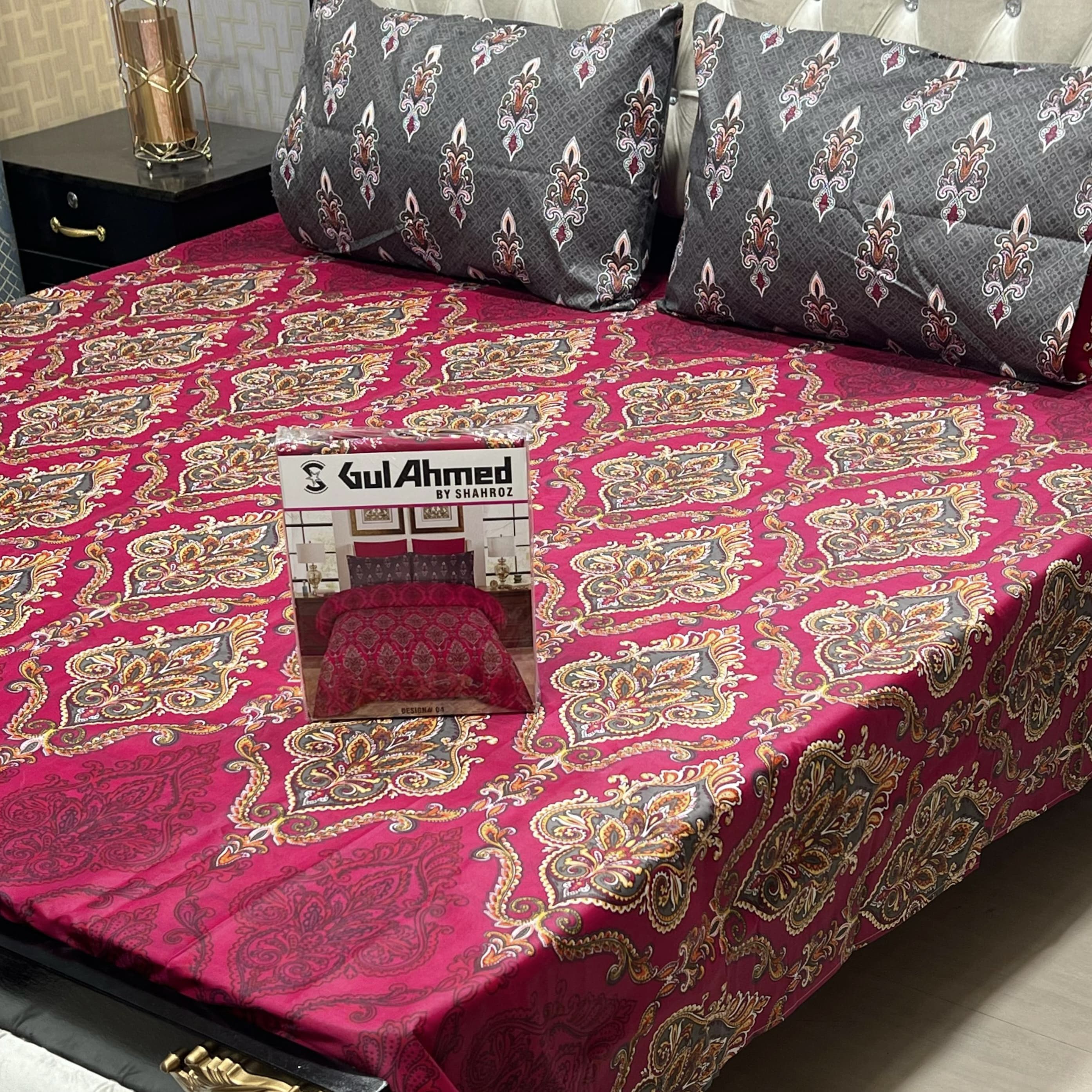 Gul Ahmad Full Printed 3pc King Size Bedsheets Gift Pack Bedsheet view 5
