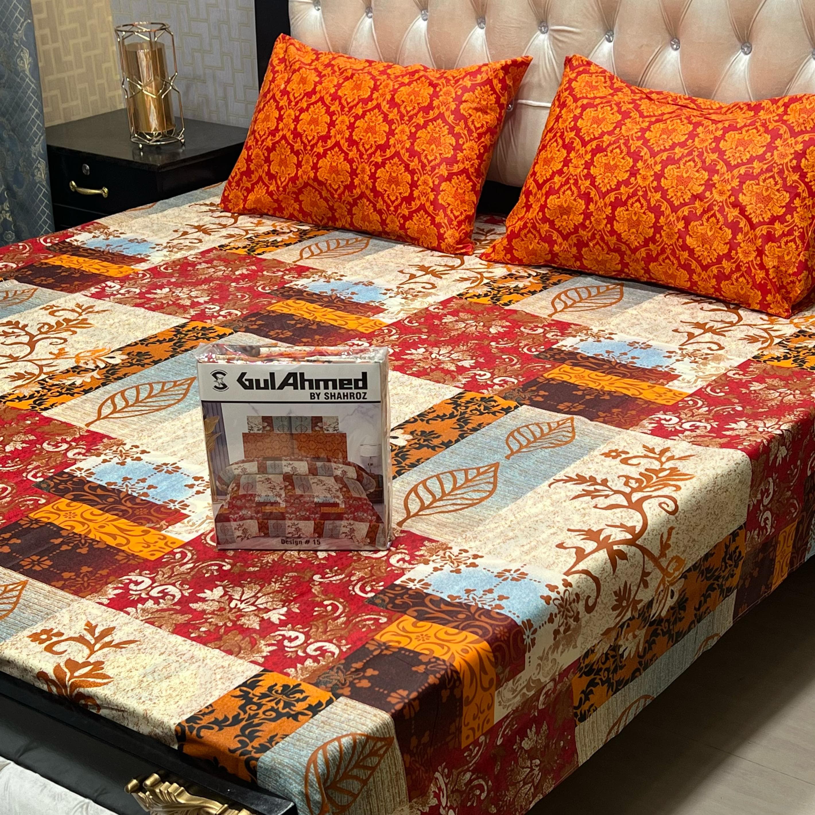 Gul Ahmad Full Printed 3pc King Size Bedsheets Gift Pack Bedsheet