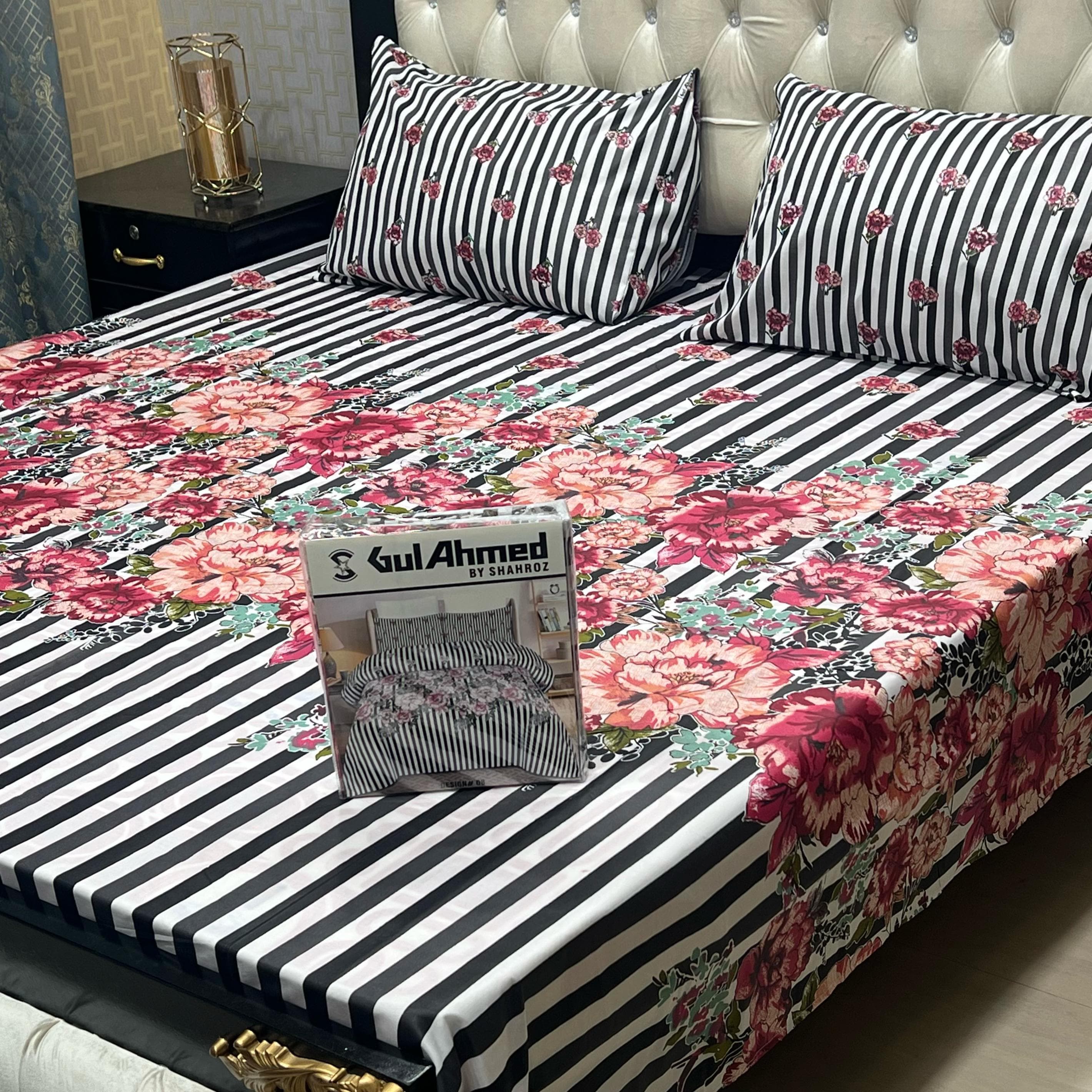 Gul Ahmad Full Printed 3pc King Size Bedsheets Gift Pack Bedsheet