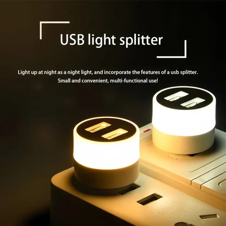 Portable USB Night Light Splitter with 2 Ports for Laptop,PC and CHARGING view 3