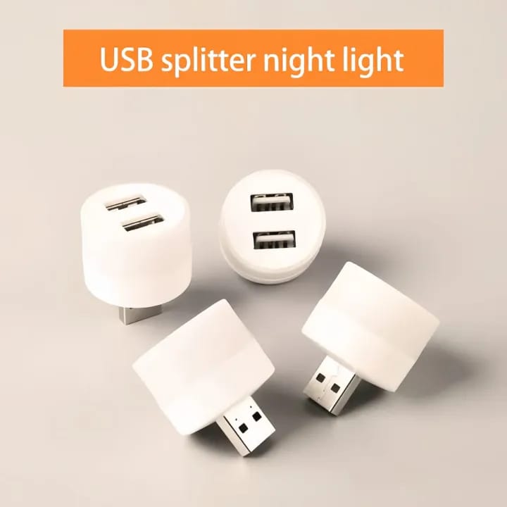 Portable USB Night Light Splitter with 2 Ports for Laptop,PC and CHARGING view 2