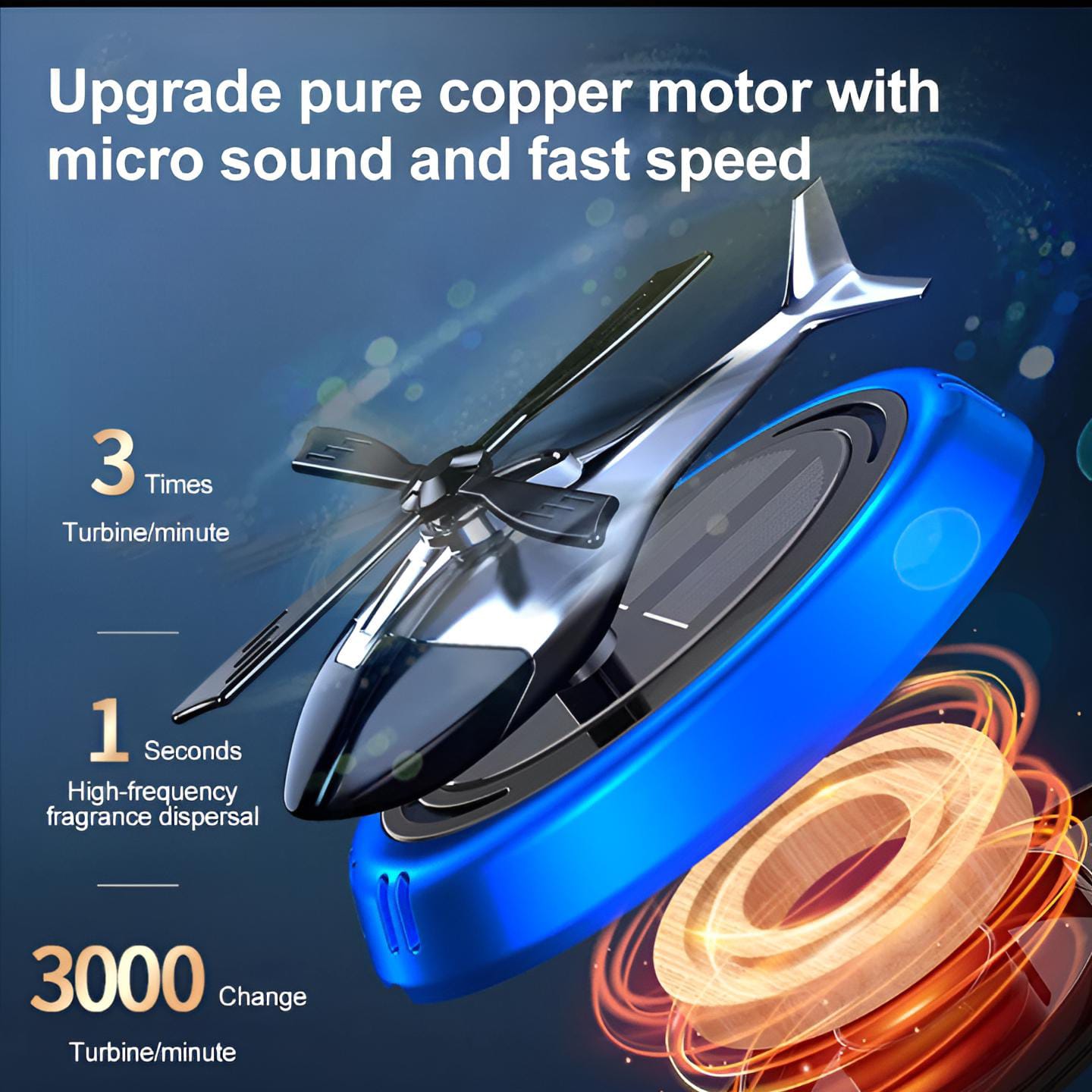Solar Powered Rotating Helicopter Car Aromatherapy Air Freshener Alloy ABS Wood Fragrance Auto Aroma Diffuser (Random Color) thumbnail 4