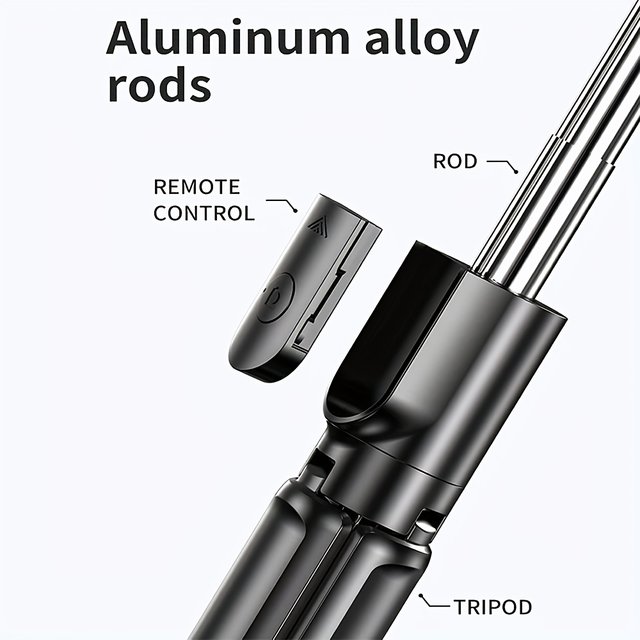 R1S Selfie Stick with Tripod | Bluetooth Foldable Selfie Rod with Remote Control for Phone Action Camera Iphone view 2