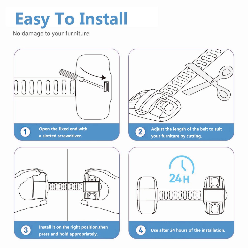 Multipurpose Adjustable and Flexible Baby Safety Latch for Drawers Cabinets etc, view 3