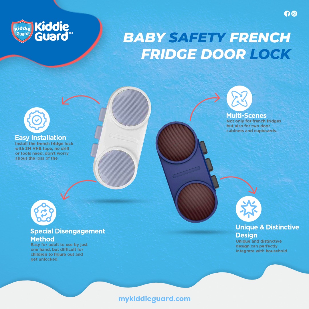 Multipurpose French Fridge Lock 3M VHB Tape, for installation no drills or tools needed (Random color) view 2
