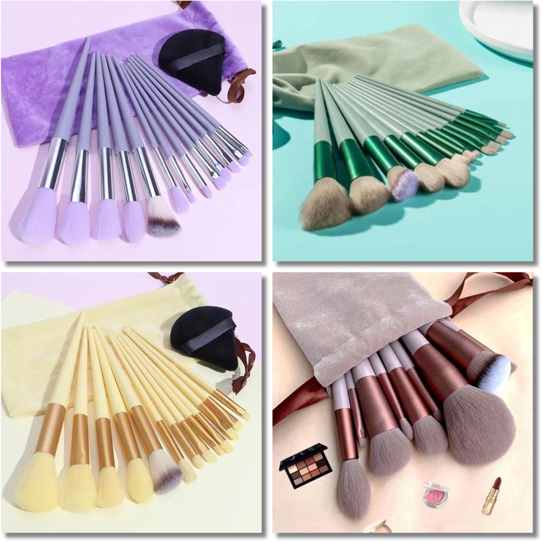 13 Pcs Professional Makeup Brush Set with Soft Bristles and Elegant Velvet Storage Bag for Face, Eyes, Blending, Foundation, Powder, Blush and Everyday Makeup view 4