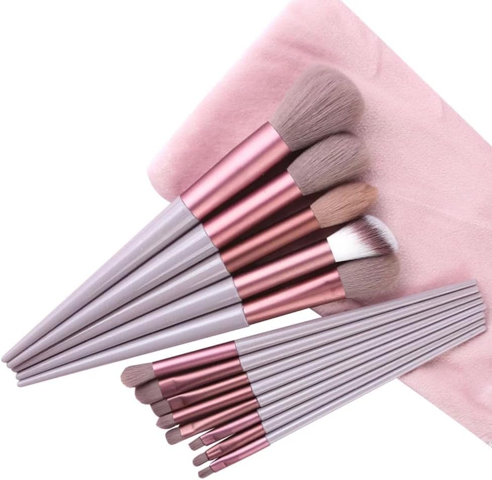 13 Pcs Professional Makeup Brush Set with Soft Bristles and Elegant Velvet Storage Bag for Face, Eyes, Blending, Foundation, Powder, Blush and Everyday Makeup view 5