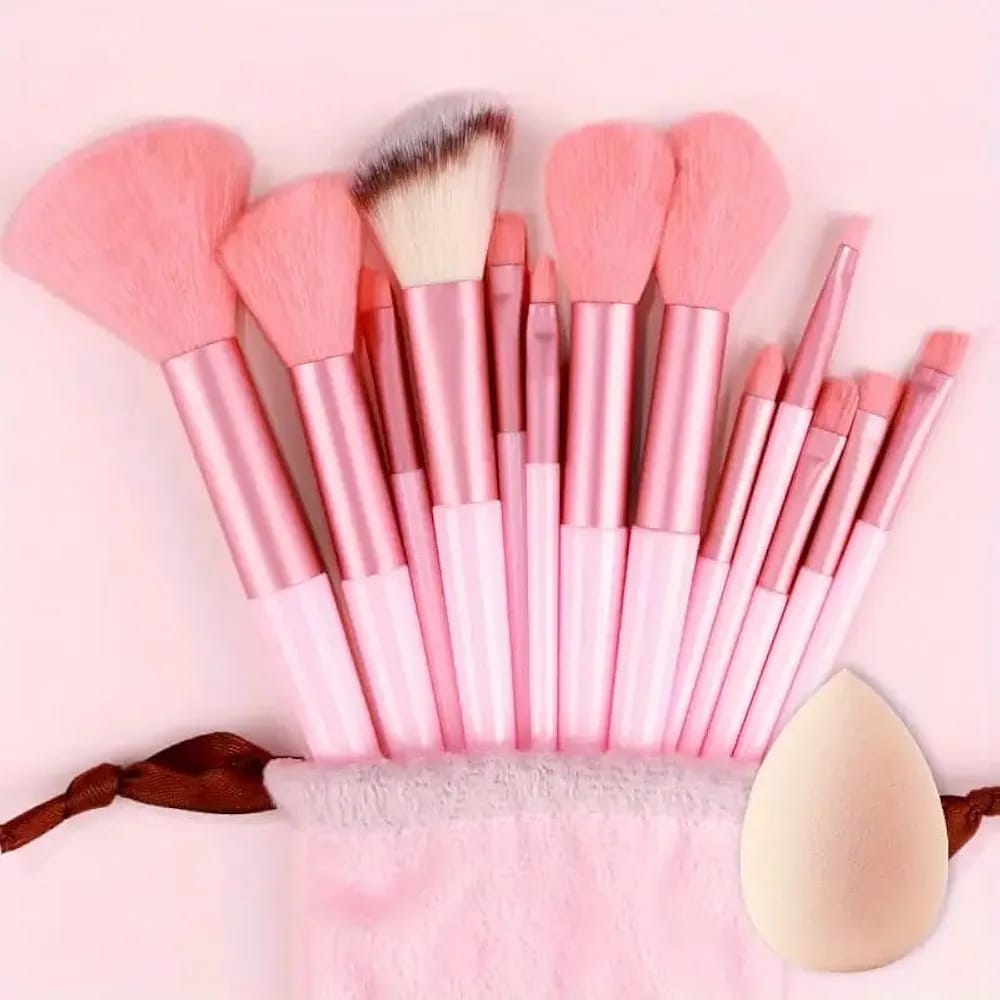 13 Pcs Professional Makeup Brush Set with Soft Bristles and Elegant Velvet Storage Bag for Face, Eyes, Blending, Foundation, Powder, Blush and Everyday Makeup thumbnail 4