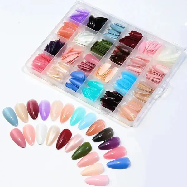576 pcs nails with box ,Reusable Artificial nails, 24 different colours, beautiful fake nails American Nail for Girls Women Without Glow (Random color) buy online in Pakistan
