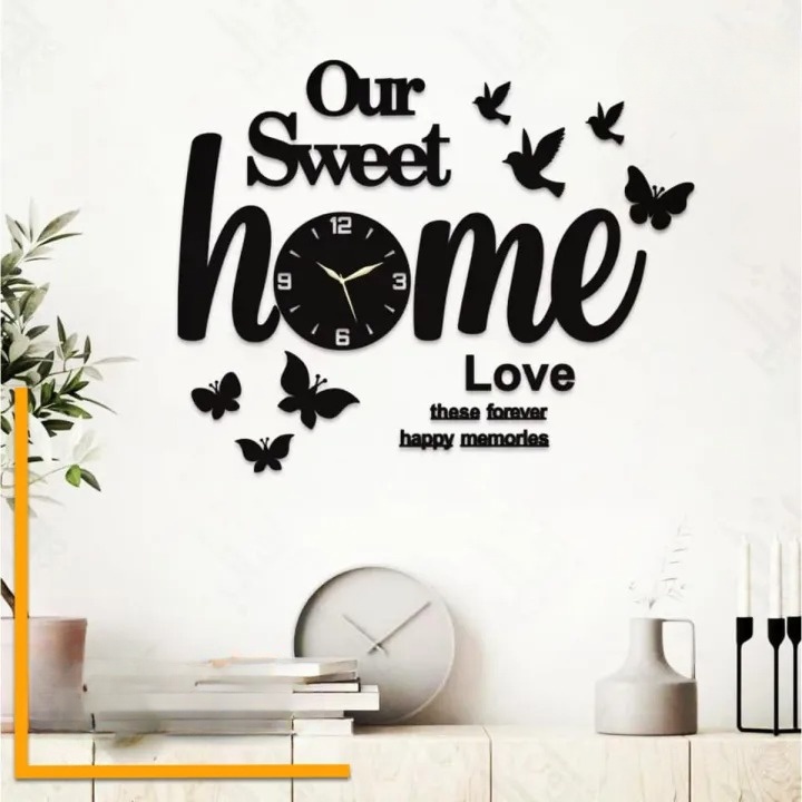 Our Sweet Home 3D Wooden Wall Clock with light buy online in Pakistan