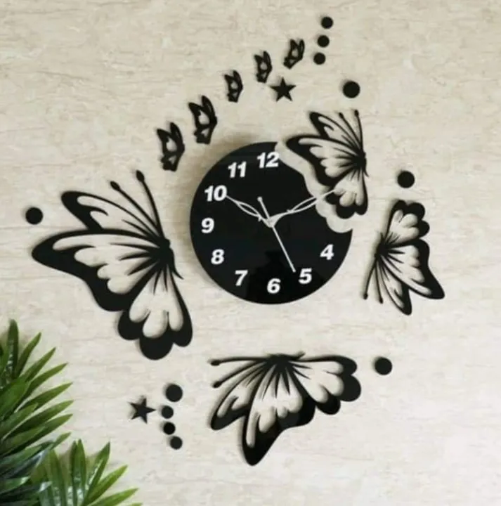 3d wall clock  And Butterfly Wooden Wall Clock  with light buy online in Pakistan