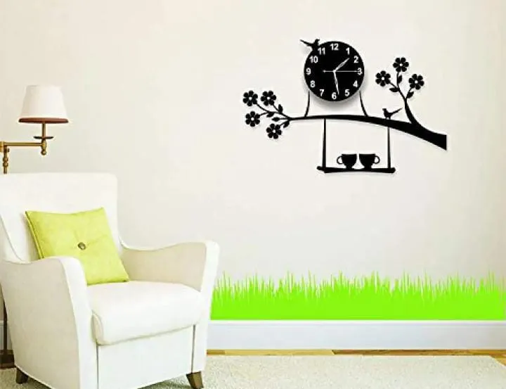 3d wall clock Birds on Tree with Coffee Cups Creative 3D DIY Wooden Wall Clock buy online in Pakistan