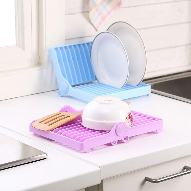 Small Kitchen Foldable Dish Plate Drying Rack | Multipurpose Space Saving Storage Organizer Plastic Rack (Random color) buy online in Pakistan