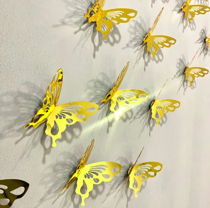 10 Pcs 3d Butterfly Mirror Acrylic Wall Art Laser Cut DIY Design Decoration Piece for Home Decor Living Room and Kitchen buy online in Pakistan