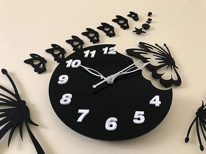 3d wall clock Butterfly Wooden Wall Clock buy online in Pakistan