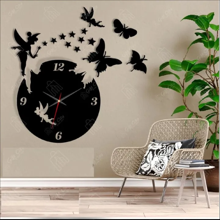 3d wall clock with light Wooden Clock With Light And Premium Design buy online in Pakistan