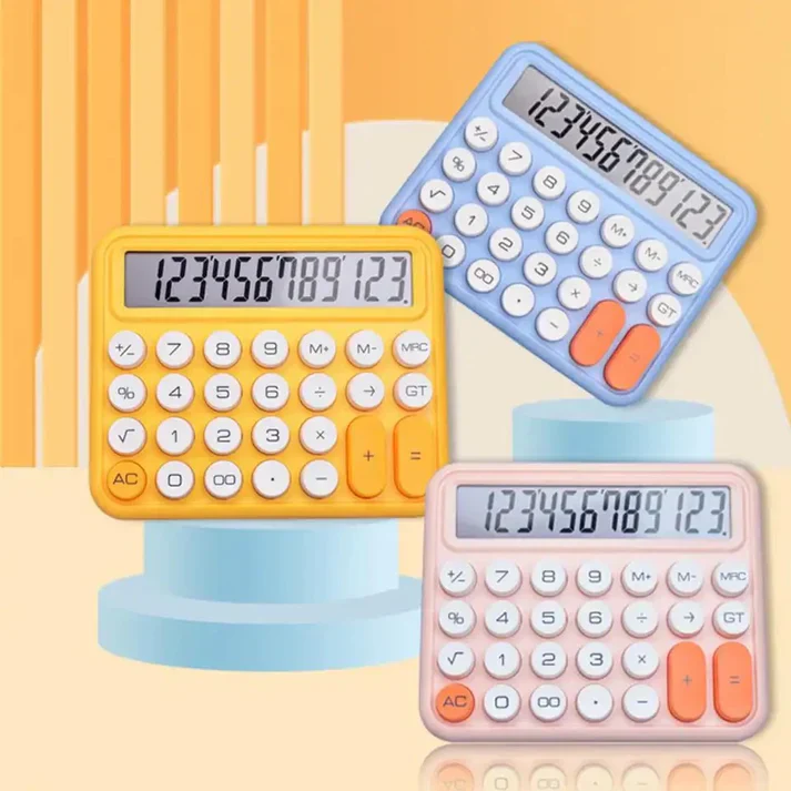 12 digits Keyboard Style Calculator | Mechanical Buttons for Desktop financial accounting cell operated (random color) buy online in Pakistan