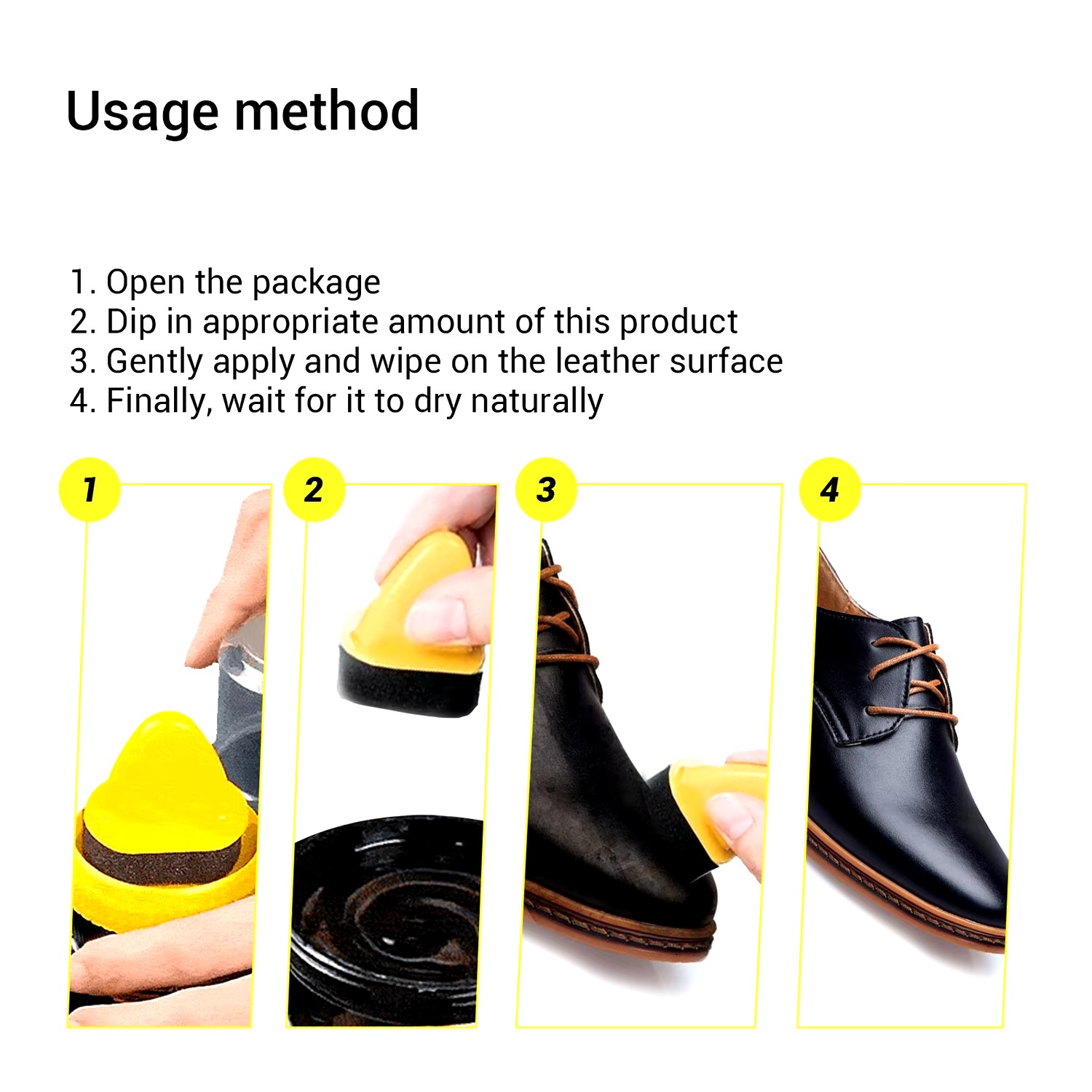 Black Leather Shoe Polish Cream with Sponge