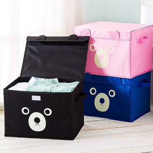 Panda Box - Storage Box - Cartoon Storage Box - Multipurpose Foldable Cube Storage Bin for Kids | Adorable Panda / Animal Design | Toys, Clothes & Books Organizer (Random Color) view 3