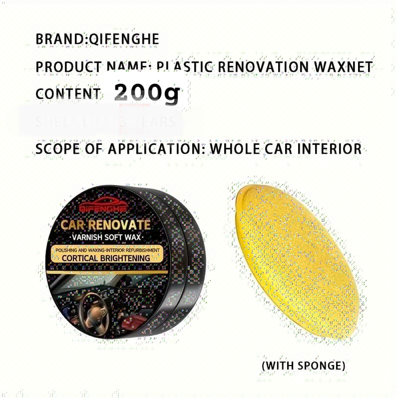 QIFENGHE Car Plastic Restorer - Auto Interior & Panel Renewal Wax Coating Agent Car Wax Car Wax Polish 200gm + sponge buy online in Pakistan