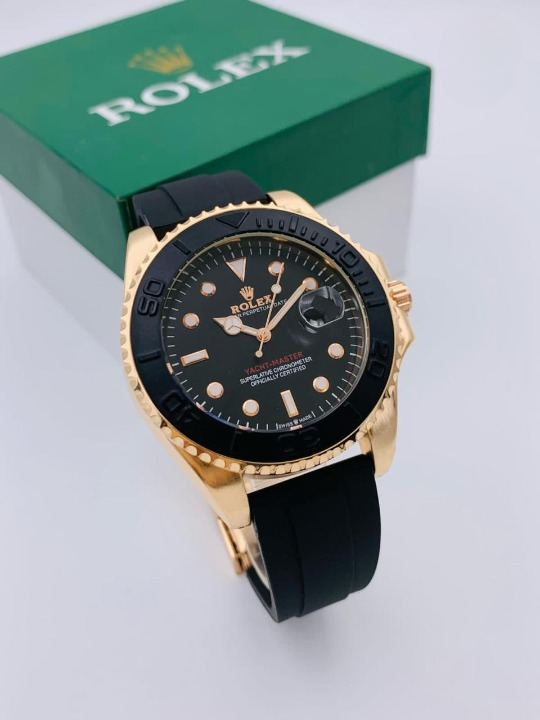 ( Golden ) Rolex Stylish Watch for Men Adjustable Rubber Strap | Heavy Master Lock | Steel Buzzle Working - Without Box buy online in Pakistan