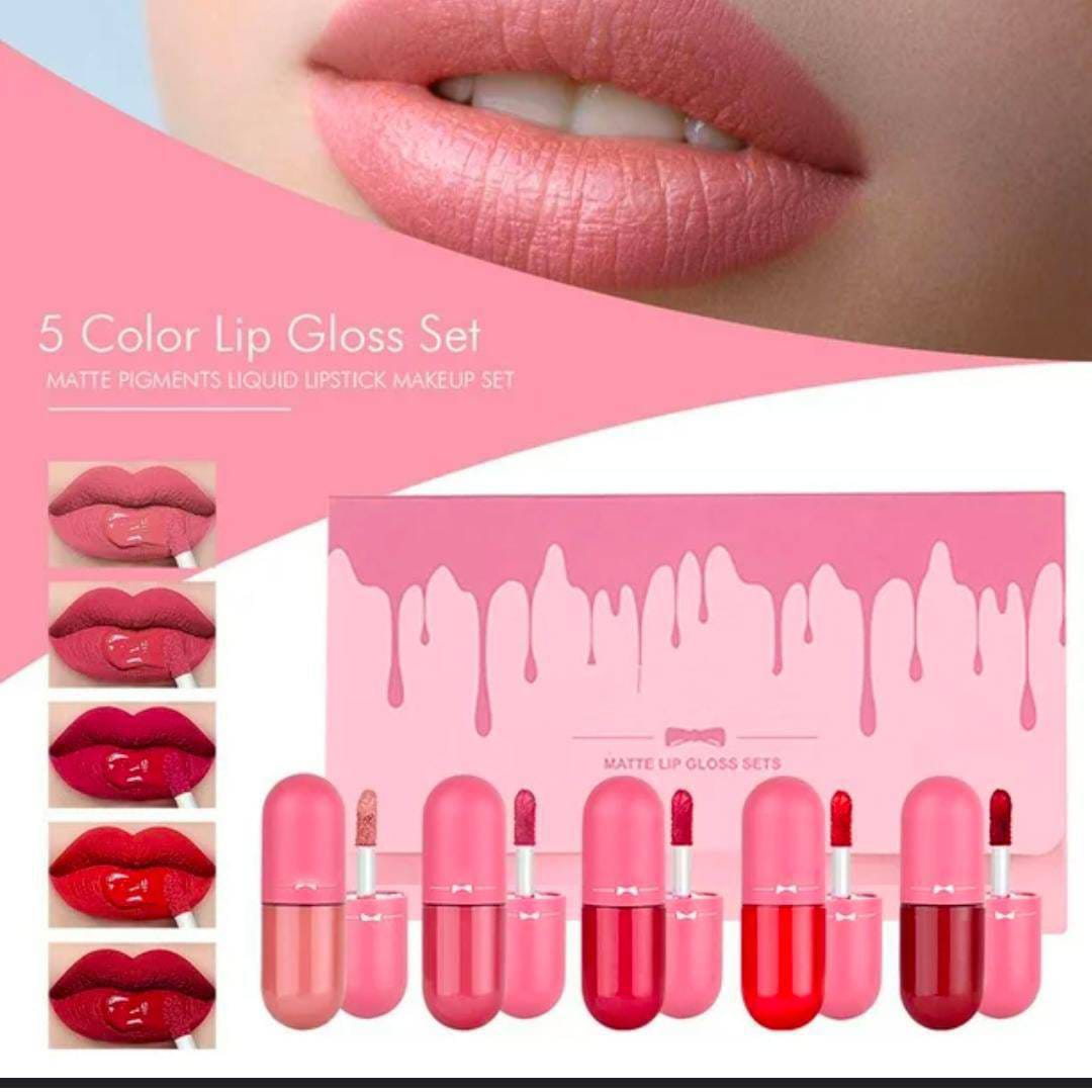 Pack of 5 Matte Lip Gloss Kit | 5 Capsule Matte Lipstick Set view 5