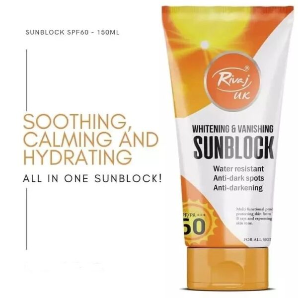 Rivaj UK Sun Block Spf 60 Original Rivaj UK Whitening & Vanishing Sun Block SPF / PA+++ 60 (150 ML) view 2