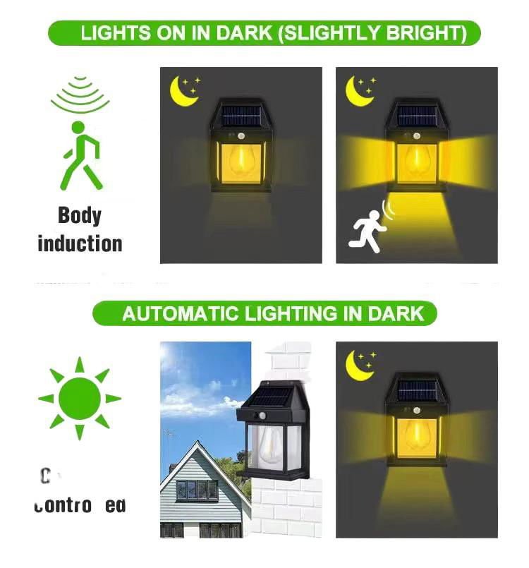 Solar Tungsten Filament Wall Lamp – Outdoor Intelligent Induction Light for Garden, Courtyard & Villa thumbnail 5