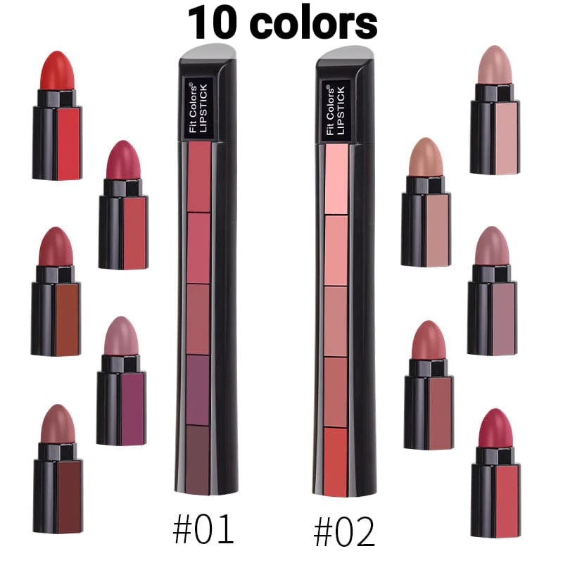 ( pack of 2 ) 5-in-1 Lipstick | Five Shades In One| Long Lasting, Matte Finish| view 5
