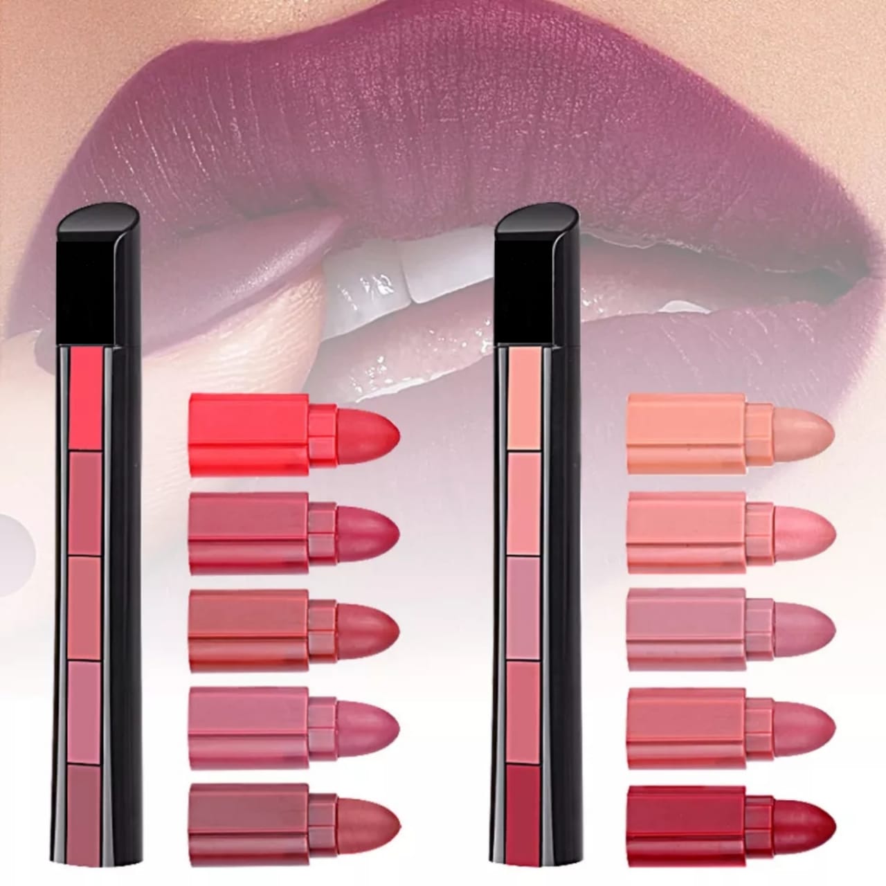 ( pack of 2 ) 5-in-1 Lipstick | Five Shades In One| Long Lasting, Matte Finish| view 4