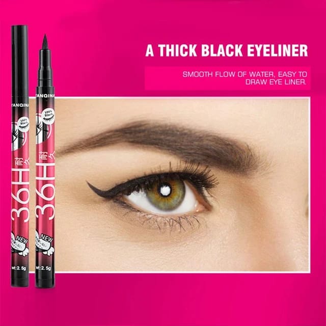 YANQINA Black Liquid Eyeliner + 3D Mascara (2 in 1)  Quick Drying Waterproof Non-smudge Eye Liner Pencil Makeup Set view 3