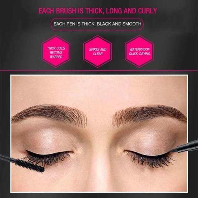 YANQINA Black Liquid Eyeliner + 3D Mascara (2 in 1)  Quick Drying Waterproof Non-smudge Eye Liner Pencil Makeup Set view 5