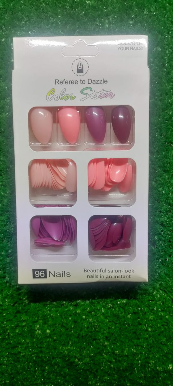 96 Pcs Fake Nails Without Glue Or Sticker Multicolor view 2