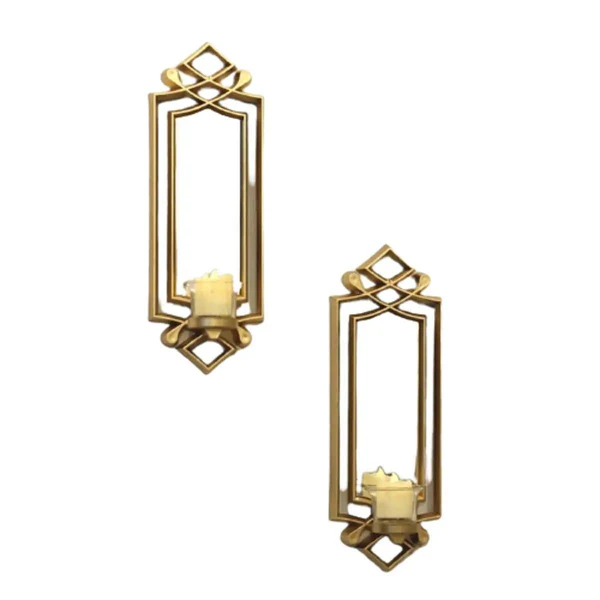 2 Pcs Fancy Wall Mirror & Candle Stand Decor For Home & Office buy online in Pakistan