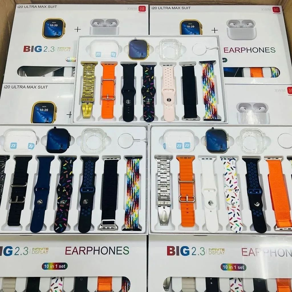 I20 Ultra Max suit Smart Watch 10 in 1 box 2.3inch large screen with 7 strips smartwatch With Airpords2 (random color) view 5