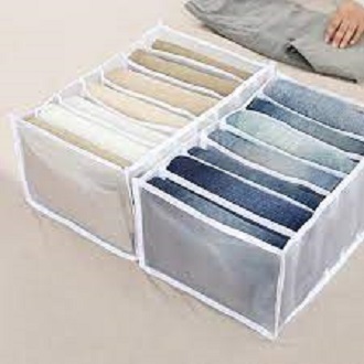 7 Grids Washable Wardrobe Clothes Organizer, Jeans Compartment Storage Box, Clothes Drawer Mesh Separation Box, Portable Foldable Closet buy online in Pakistan