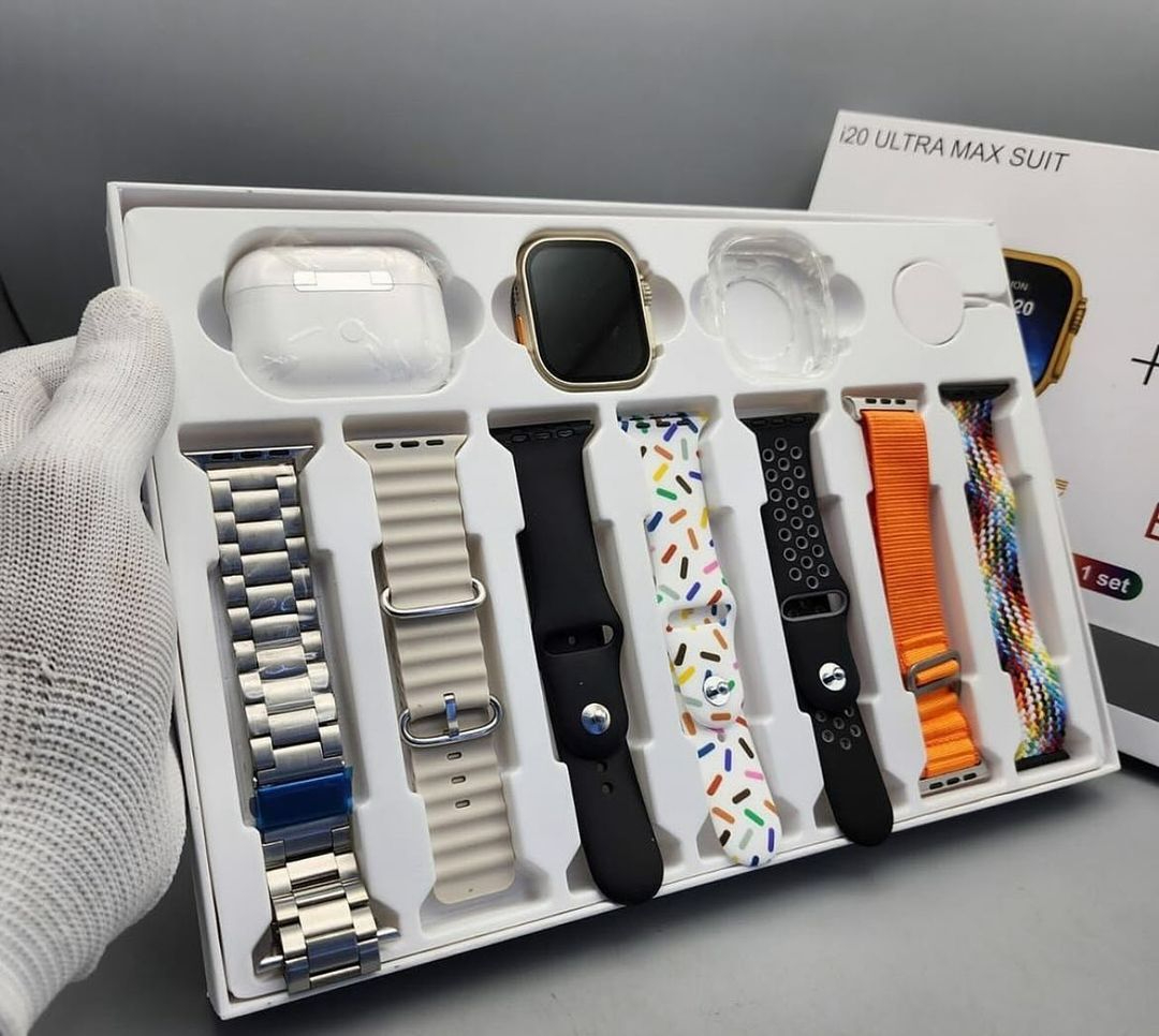 I20 Ultra Max suit Smart Watch 10 in 1 box 2.3inch large screen with 7 strips smartwatch With Airpords2 (random color) view 3