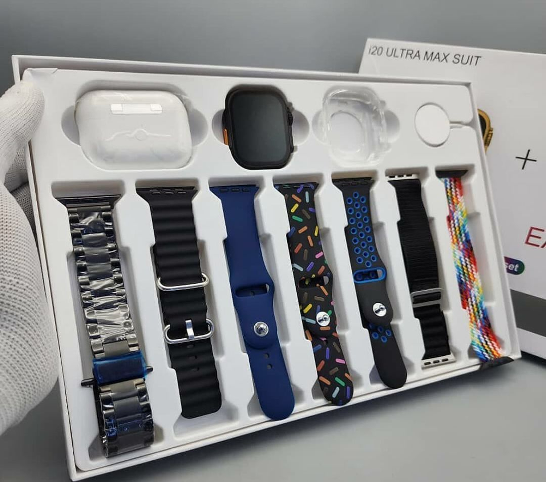 I20 Ultra Max suit Smart Watch 10 in 1 box 2.3inch large screen with 7 strips smartwatch With Airpords2 (random color) view 2