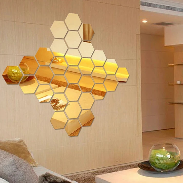 (pack of 12)  3d acrylic Hexagon Simple Mirror-Surface Geometric DIY Art Mural for Home Decoration Wall - View 4