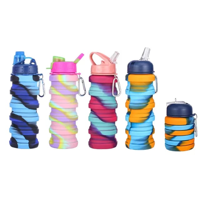 Expandable Silicone Sipper Water Bottle for Sports, Trekking, Cycling, Gym, School Water Bottle with Snap Hook 500 Ml (random color) view 5