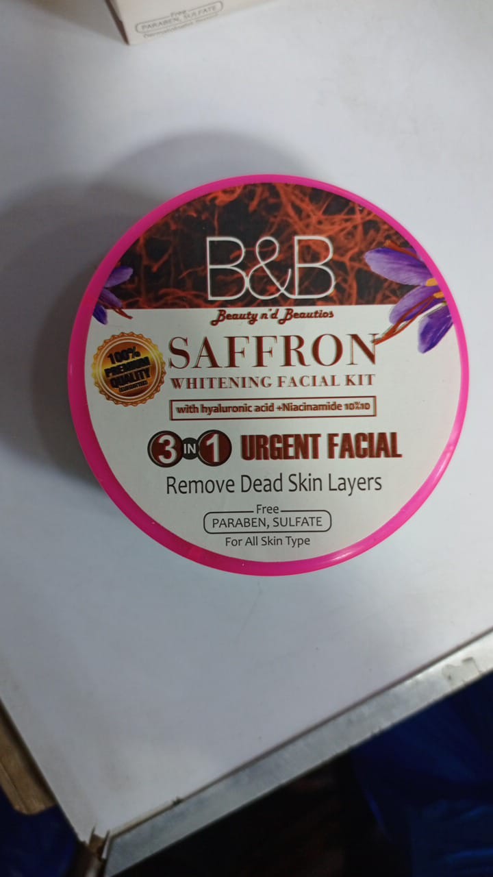 B and B Saffron Whitening Facial Kit 3 in 1 - Urgent Facial & Dead Skin Removal buy online in Pakistan