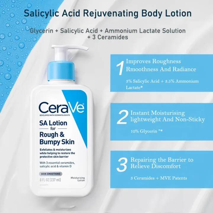 Cerave Sa Lotion For Rough & Bumpy Skin Vitamin D, Hyaluronic Acid, Lactic Acid & Salicylic Acid Lotion (237ml) buy online in Pakistan