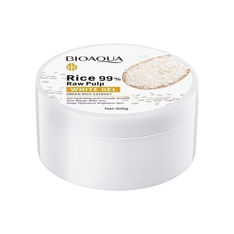 BIOAQUA pimples removing pores skin hydrating softening brightening rice raw pulp white gel after sun repairing gel buy online in Pakistan