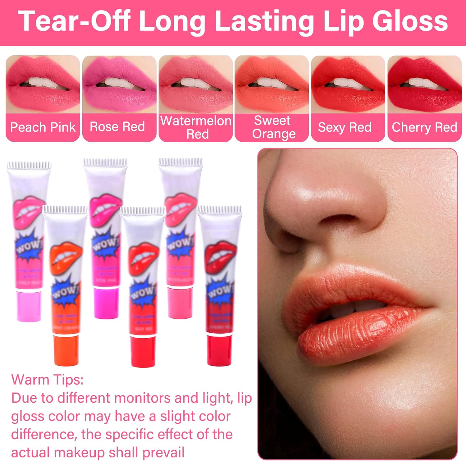 Pack Of 6 High Pigmented Lip Gloss Lipstick Tattoo Peel Off Durable Waterproof Tattoo Lip Gloss Easy Peel Off Lip Gloss buy online in Pakistan