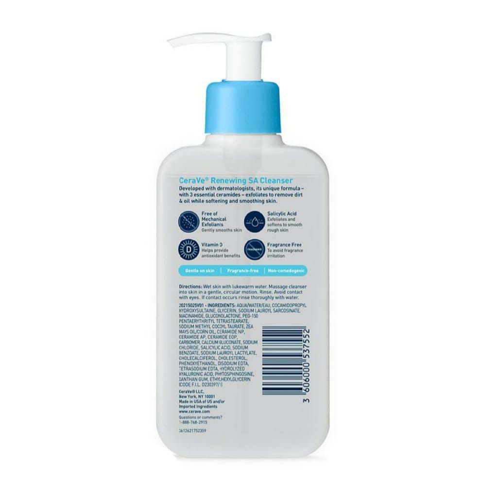 CeraVe Renewing SA Facial Cleanser For Skin Smoothness, Refines Skin Texture, Deeply Nourishing thumbnail 2