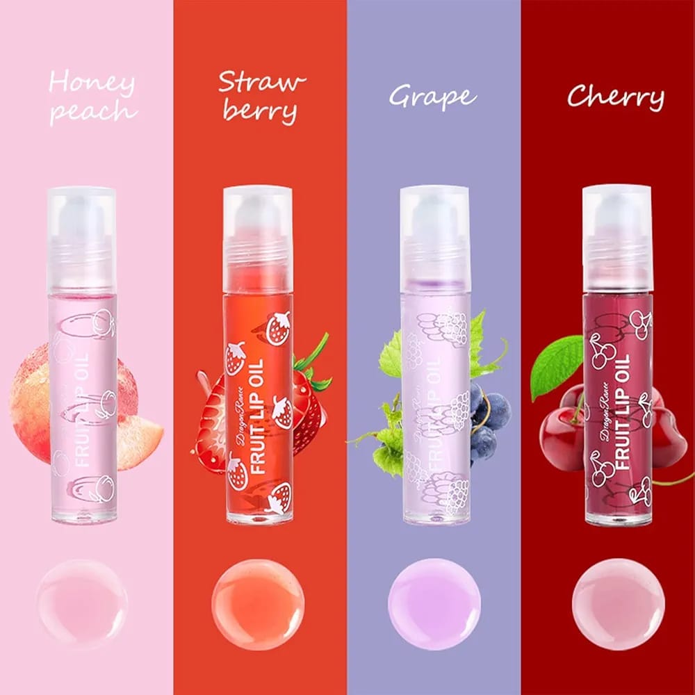 Pack of 4 - Fruit Lip Oil Set, Non-Sticky Long Lasting Moisturizing Lip Oil Lip Care Oil buy online in Pakistan