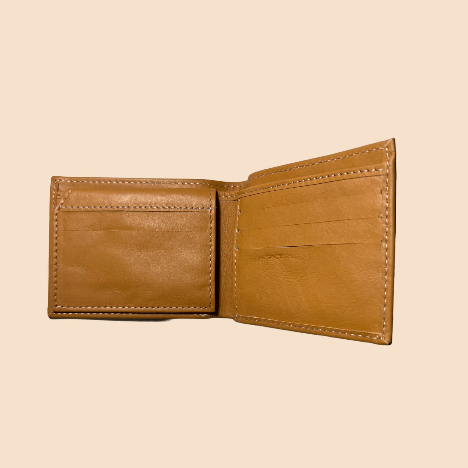 buffalo Leather Plain Wallet Men Short Wallet Purse Small Vintage Wallets Card Holder ( camel color ) view 3
